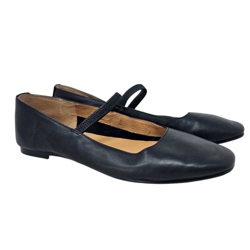 Madewell 6.5 Greta Mary Jane Flat Leather Black Minimalist Preppy Casual